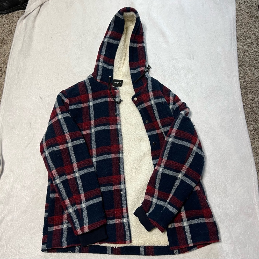 Forever 21 plaid sherpa mens jacket